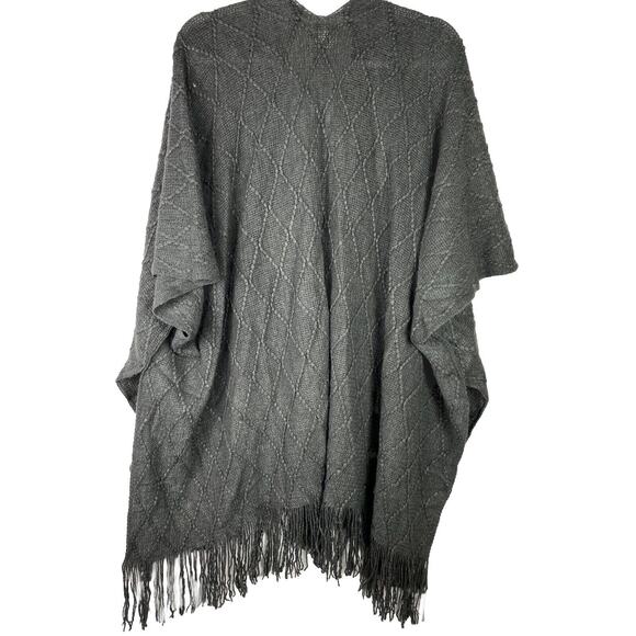 Style & Co Women's Fringe-Trim Toggle-Buckle Wrap, Charcoal Grey, One Size, $78 - Picture 4 of 4